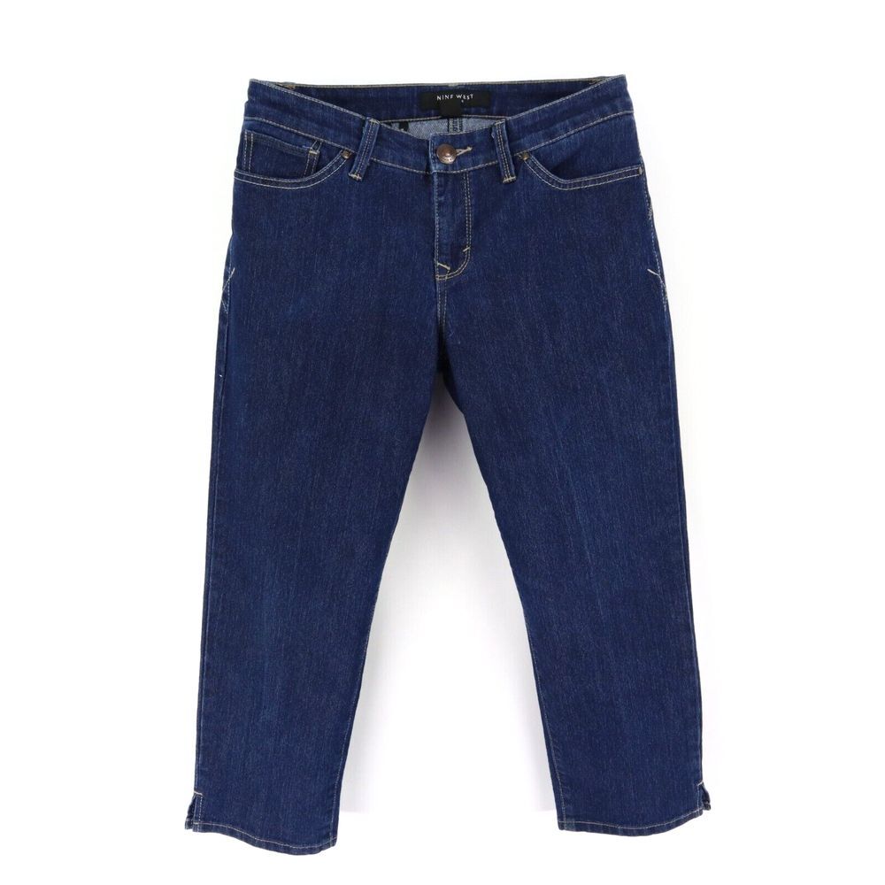 Nine West Capri Jeans Low Rise Womens Size 8 WAIST: 30 INCHES Blue STRETCH Denim